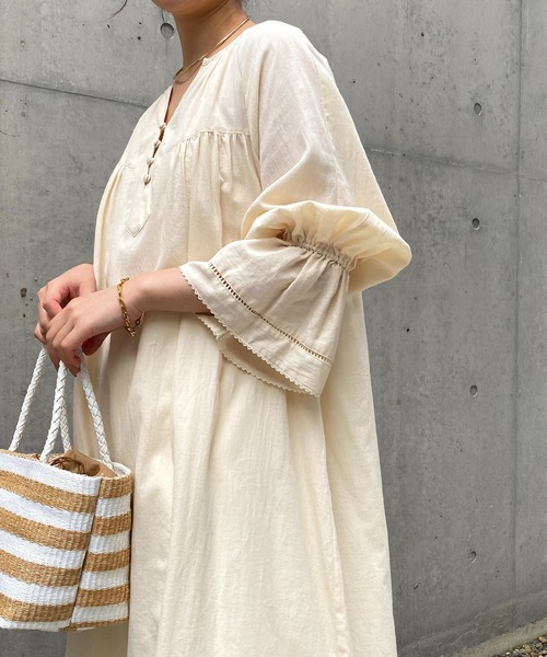 「COLLAGE GALLARDAGALANTE」 7分袖ワンピース FREE ベージュ レディース_画像5