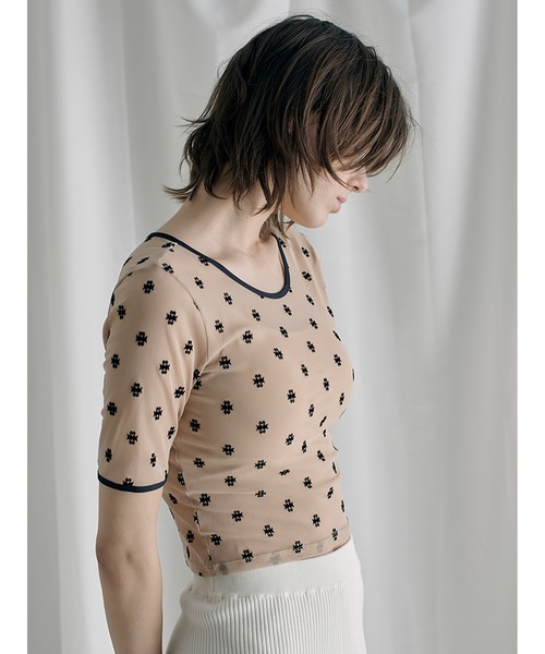 「SORIN」 半袖カットソー 38 ライトベージュ レディース_画像5