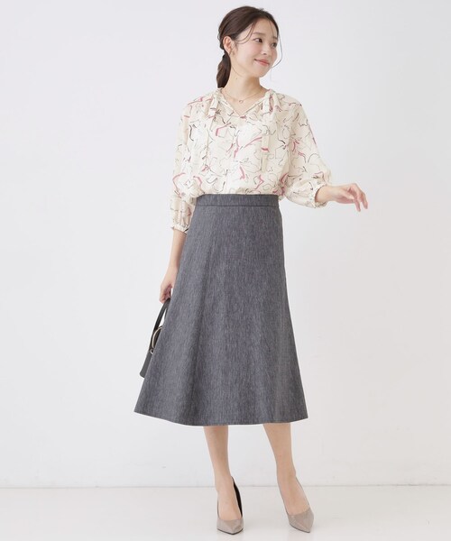 ブラウス シャツ 「手洗い可/通勤服」シアーローン花柄ブラウス レディースの画像