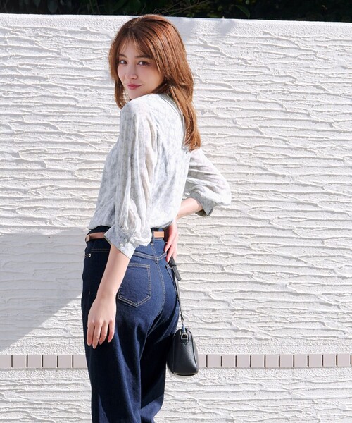 Tiaclasse ブラウス シャツ 水彩花柄シフォンブラウス レディース