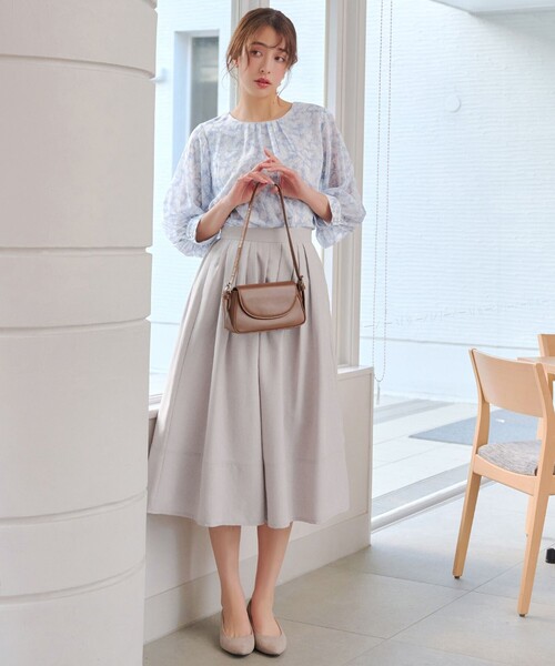 Tiaclasse ブラウス シャツ 水彩花柄シフォンブラウス レディース