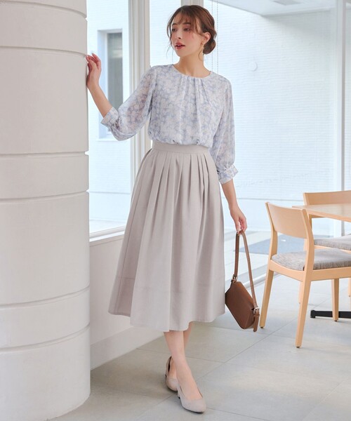 Tiaclasse ブラウス シャツ 水彩花柄シフォンブラウス レディース