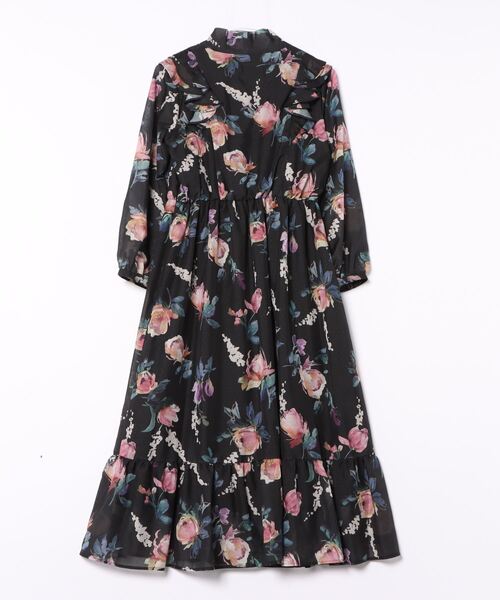 「Rose Tiara」 長袖ワンピース 42 ブラック レディースの画像