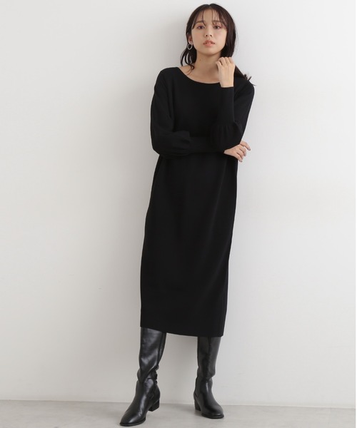 「NATURAL BEAUTY BASIC」 ニットワンピース MEDIUM グレイッシュベージュ レディース_画像4