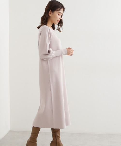 「NATURAL BEAUTY BASIC」 ニットワンピース MEDIUM グレイッシュベージュ レディース_画像9