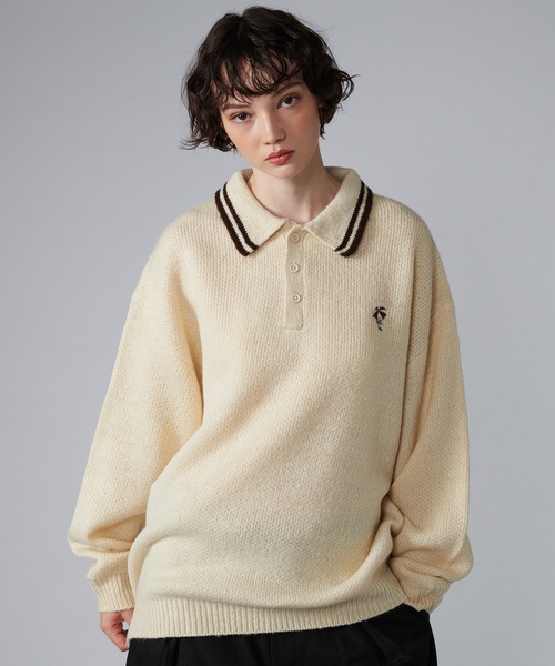 「ONCILY」 長袖ニット LARGE アイボリー メンズ_画像5