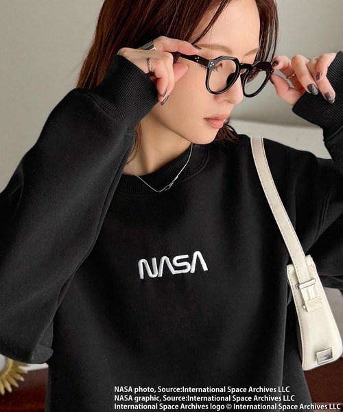 「NASA」 スウェットカットソー SMALL ブラック レディース_画像2