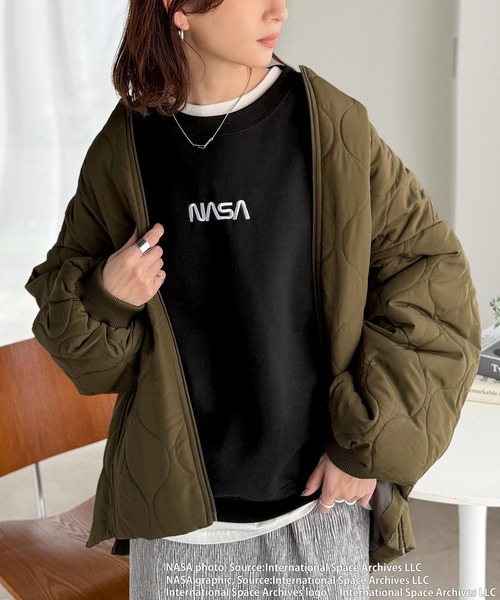 「NASA」 スウェットカットソー SMALL ブラック レディース_画像8