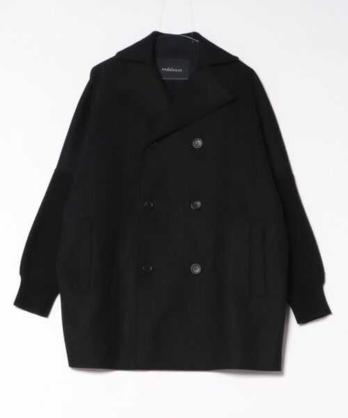 ジャケット テーラードジャケット endalence / melton sleeve rib coat(メルトンスリーブリブコート) レディースの画像