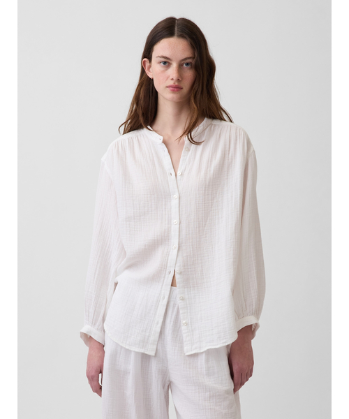 GAP（ギャップ） ブラウス シャツ コットンガーゼ オーバーサイズ ノー 