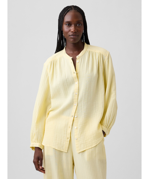 GAP（ギャップ） ブラウス シャツ コットンガーゼ オーバーサイズ ノー 