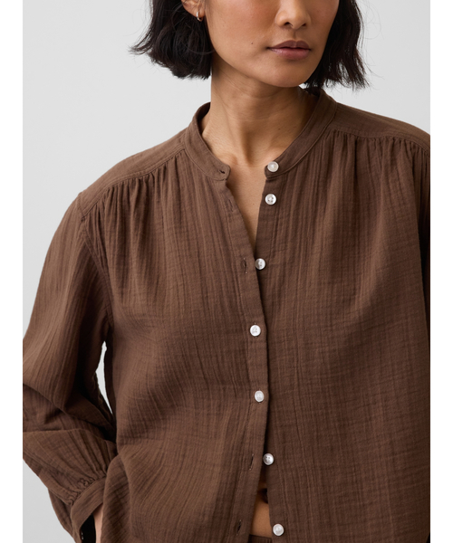 GAP（ギャップ） ブラウス シャツ コットンガーゼ オーバーサイズ ノー 