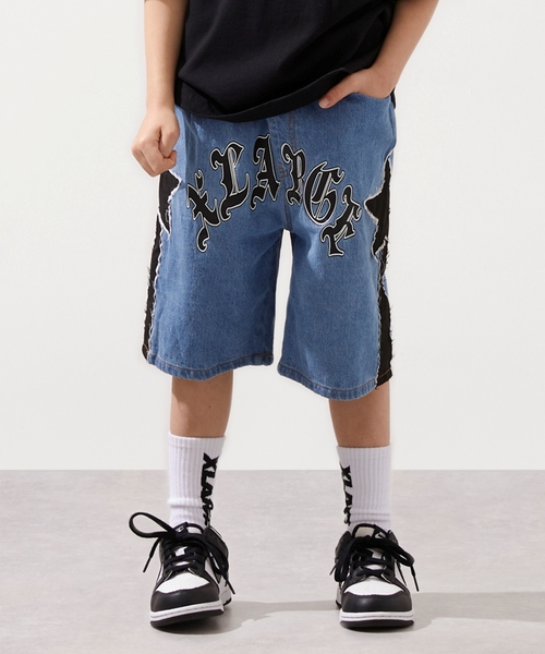 ハーフパンツ パンツ スターモチーフ デニムハーフパンツ キッズ 子供服 男の子の画像