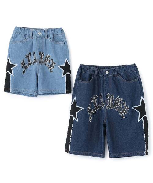 ハーフパンツ パンツ スターモチーフ デニムハーフパンツ キッズ 子供服 男の子の画像