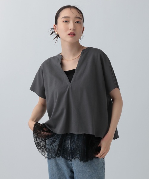 LEPSIM（レプシィム） tシャツ 半袖 深スリットミニ裏毛プルオーバーSS