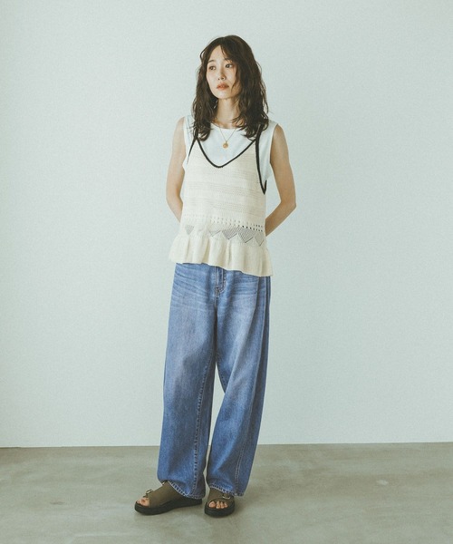 GLOBAL WORK（グローバルワーク） ベスト ジレ 夏 クロシェ風ビスチェ