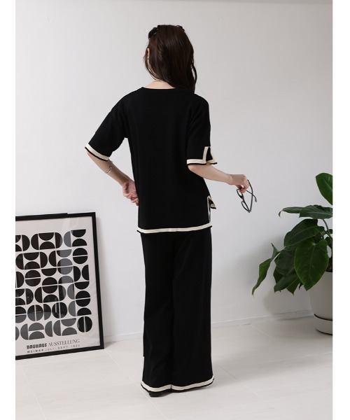 fifth（フィフス） tシャツ 半袖 配色ポイントニットセットアップ