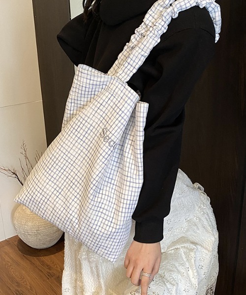 トートバッグ Second logo check tote bag レディース : ZOZOTOWN