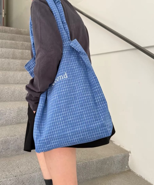 トートバッグ Second logo check tote bag レディース : ZOZOTOWN
