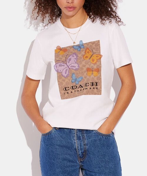 COACH（コーチ） 半袖Tシャツ MEDIUM ホワイト系その他 レディース