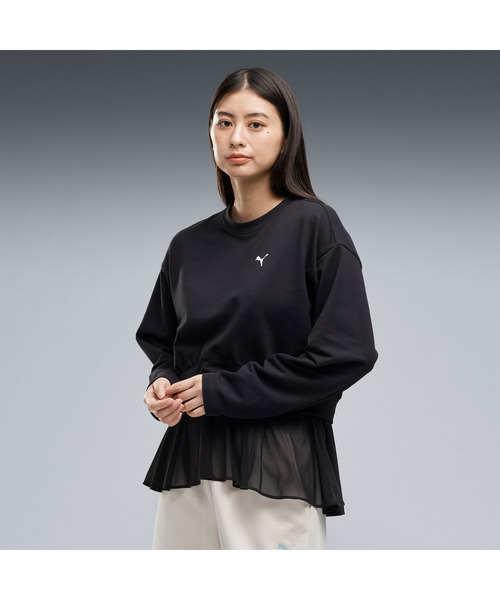 PUMA プーマ　オーバーサイズスウェット　袖レイヤード PUMA（プーマ） トレーナー スウェット ウィメンズ ESS エレベーテッド