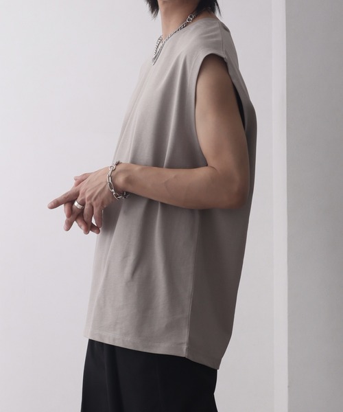 「welise」 ノースリーブトップス L ライトグレー メンズ_画像6