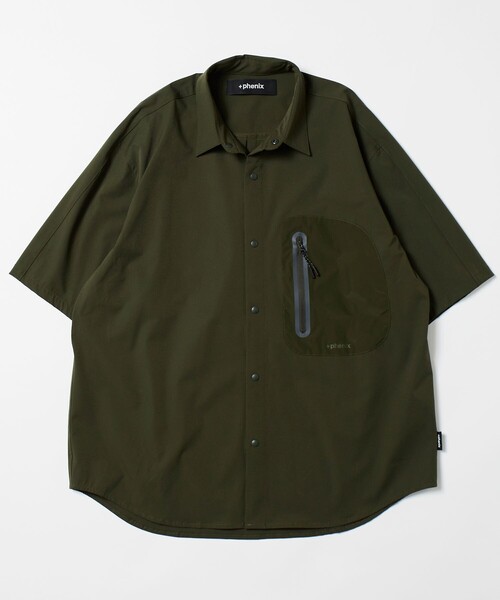 「+phenix」 半袖シャツ LARGE オリーブ メンズ_画像6