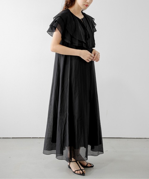 ワンピース 夏 ケープフリル シアーワンピース : ZOZOTOWN Yahoo!店