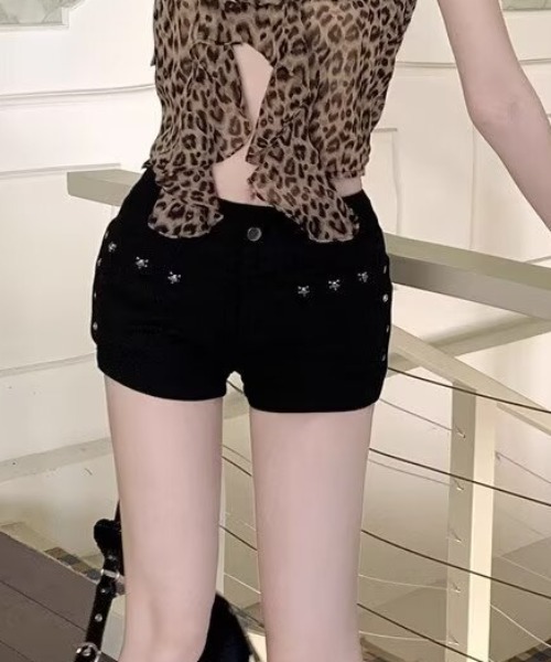 「lilful」 デニムショートパンツ M ブラック レディース_画像4