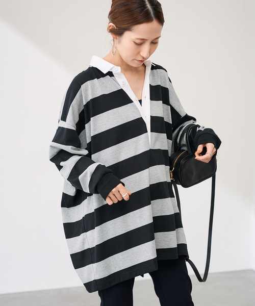 Framework フレームワーク　ラガーシャツ　フリーサイズ　オーバーサイズ FRAMeWORK（フレームワーク） tシャツ 「WEB限定 / 追加」ONIT
