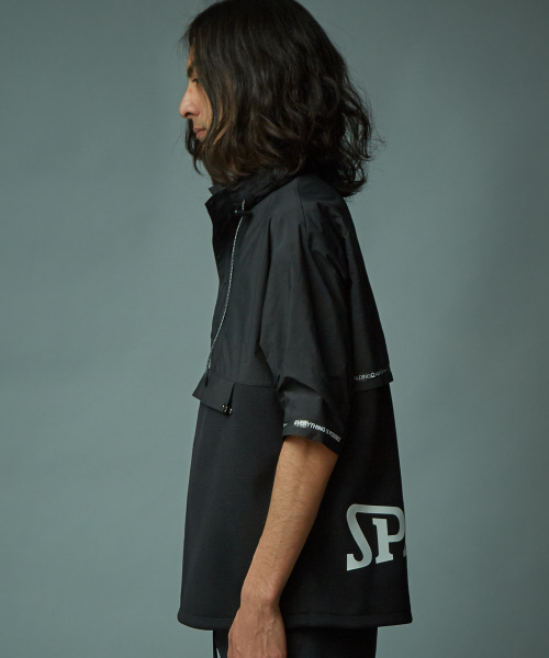 【SPALDINGコラボ】ニットコンビアノラックパーカー48 5351 POUR LES HOMMES パーカー 「SPALDINGコラボ」ニットコンビ