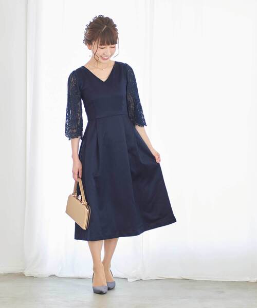 上品 DT♪ABELIA サテンドレス 七分袖 フレアワンピース darial ドレス サテンフレアワンピースドレス : ZOZOTOWN Yahoo