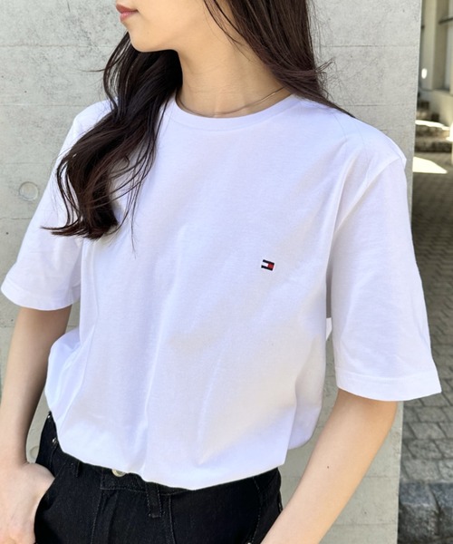 【 JEANS】トミー 刺繍ロゴ 半袖 Tシャツ TOMMY JEANS トミージーンズ センター 刺繍ロゴ 半袖 Tシャツ L