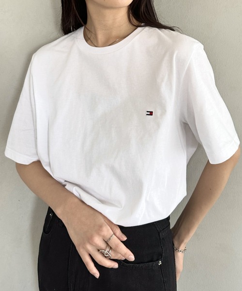 【 】フラッグ ロゴ 刺繍 Tシャツ 2カラー ♪ TOMMY HILFIGER tシャツ HILFIGER(トミーヒルフィガー) / Core