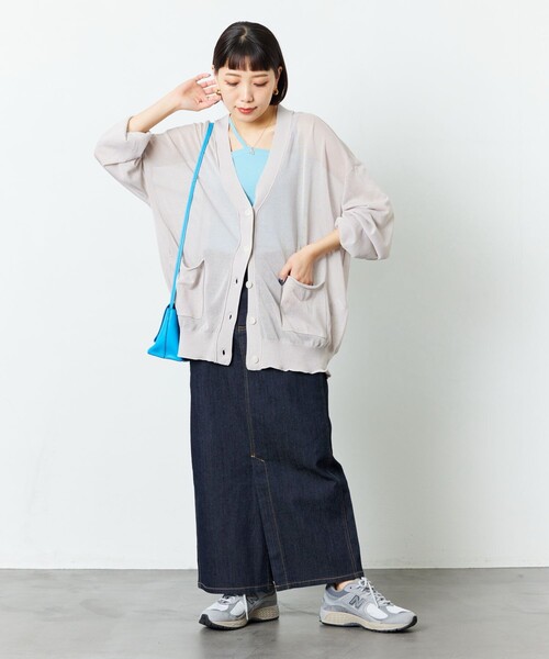 FREAK'S STORE カーディガン 「限定展開」シアーVネックニット