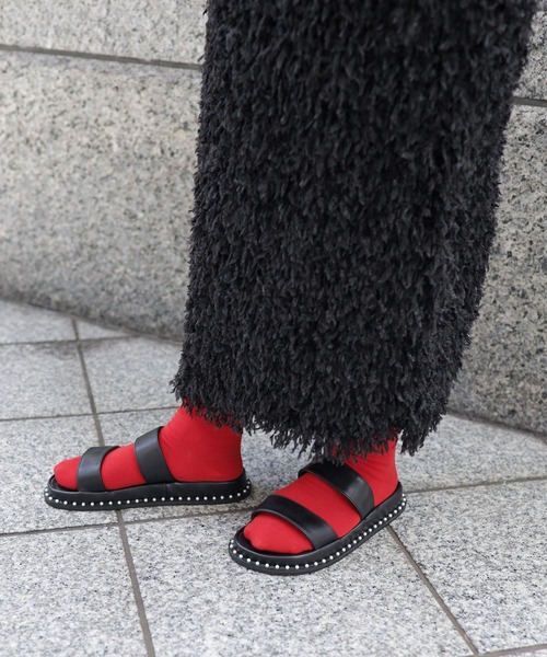 SESTO サンダル パールピースのダブルストラップフットベッド