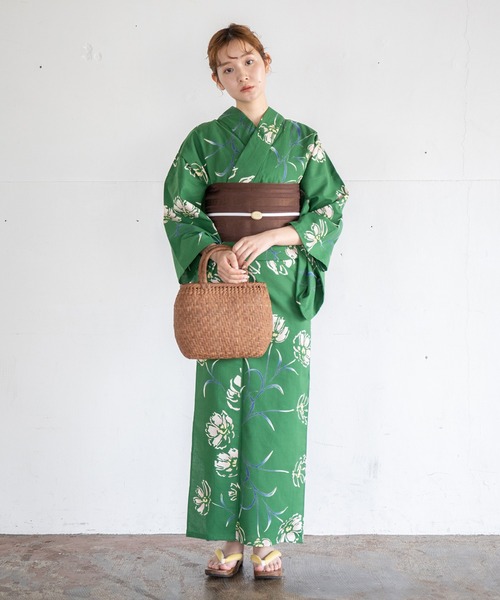 美品【二橋染工場】捺染こだわり浴衣2点セット 二橋染工場】捺染こだわり浴衣2点セットby yukatakan grace – ゆかた館