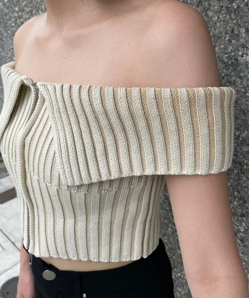 ENVYM（アンビー） tシャツ Tシャツ ZIPポイントオフショルKNIT