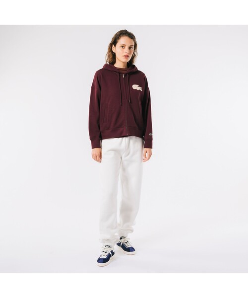 LACOSTE パーカー ボアワニロゴスウェットジップフーディー