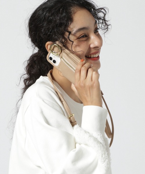 おすず　ajew/エジュー/【ひも付き】 iPhone14 ホワイト ajew スマホケース ajew/エジュー/別注「ひも付き」iPhone14