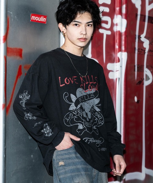 Ed Hardy tシャツ エドハーディー ピグメント加工ヴィンテージ