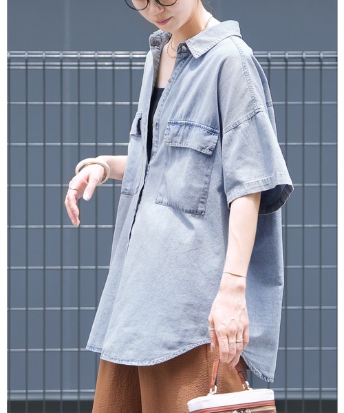 reca ブラウス シャツ 半袖デニムシャツ レディース : ZOZOTOWN
