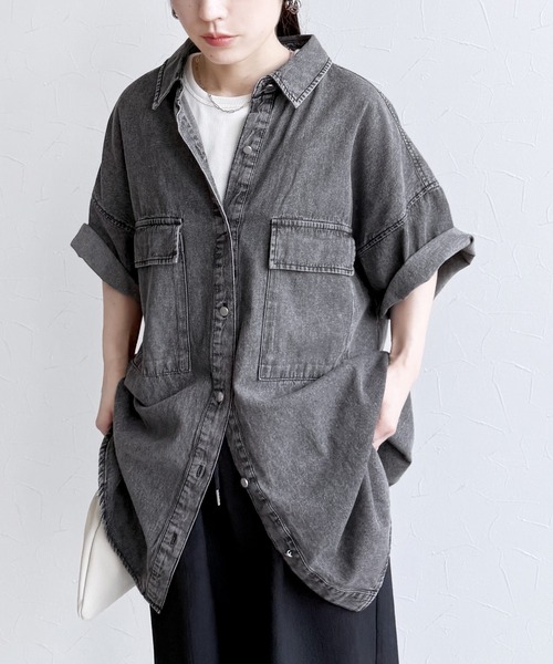 reca ブラウス シャツ 半袖デニムシャツ レディース : ZOZOTOWN
