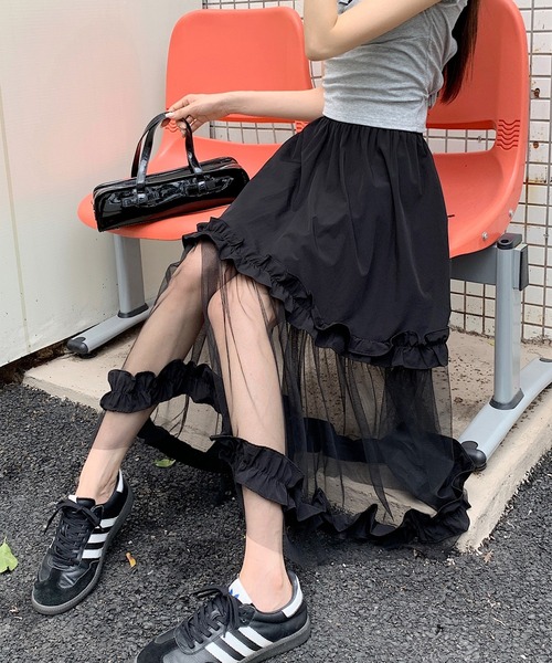 leune（ルネ） スカート シースルーフリルチュールスカート : ZOZOTOWN