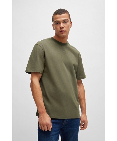 【Hugo Boss】ロゴプリント リラックスフィット Tシャツ HUGO - リラックスフィットTシャツ コットン スプリットロゴ