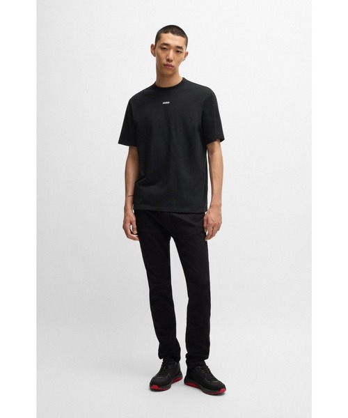 残りわずか HUGO リラックス Tシャツ ストレッチ コットン ロゴ HUGO - ストレッチコットン リラックスフィットTシャツ ロゴ