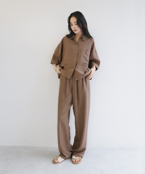 andme（アンドミー） ブラウス シャツ 「新色追加」ショート丈リネン