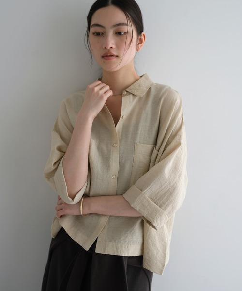 andme（アンドミー） ブラウス シャツ 「新色追加」ショート丈リネン