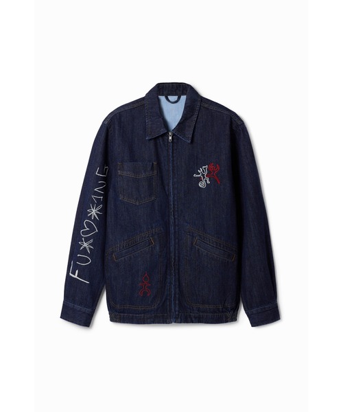新品デシグアル　Ｇジャン　42サイズ Desigual デシグアル デニムジャケット 42 ブラック コットン混