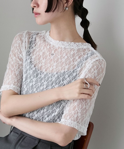 FOXEY レース　トップス 楽天市場】【フォクシー】Foxey 袖レース Vネック ニット